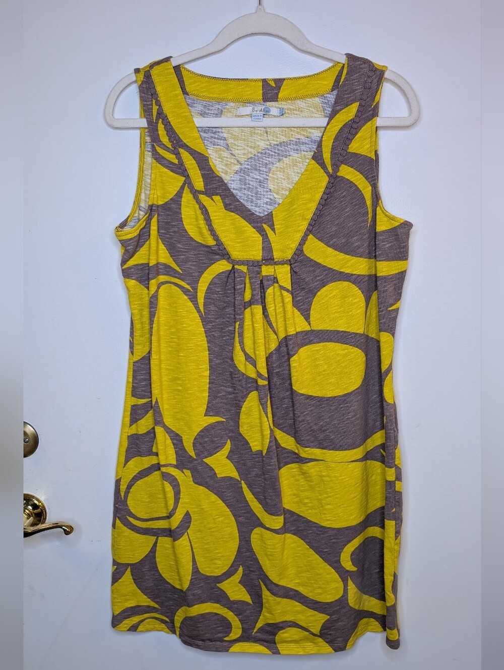 Boden Yellow and Taupe Cotton Tank Dress Size 12